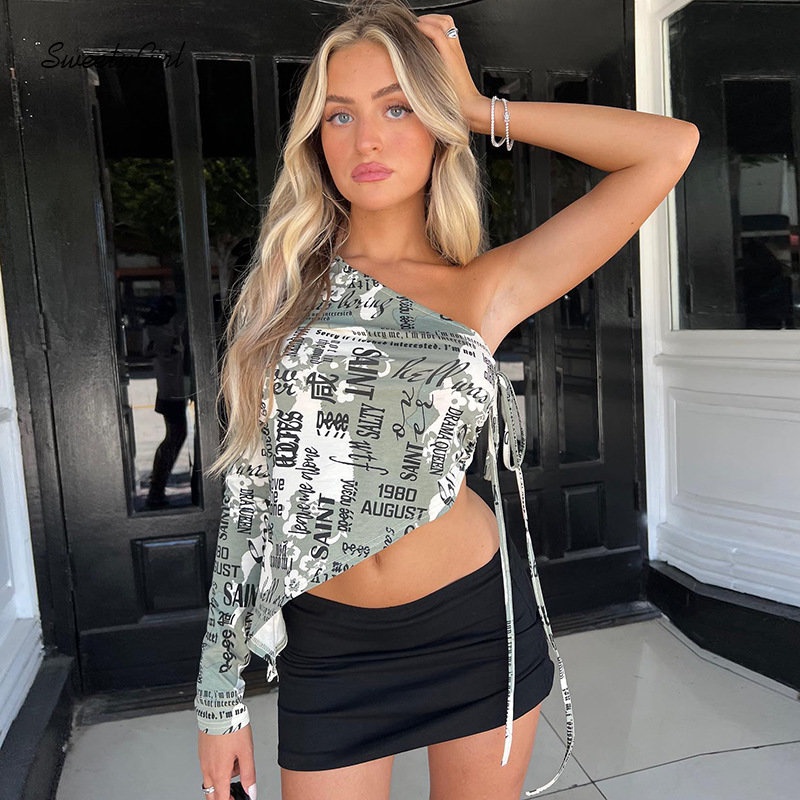 Áo Thun Dài Tay Ôm Dáng In Chữ Thời Trang 2022 Dành Cho Nữ