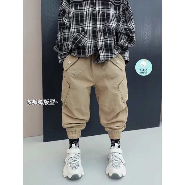 (jean baby kho sỉ) quần dài kaki túi hộp jogger cho bé trai 10-21kg