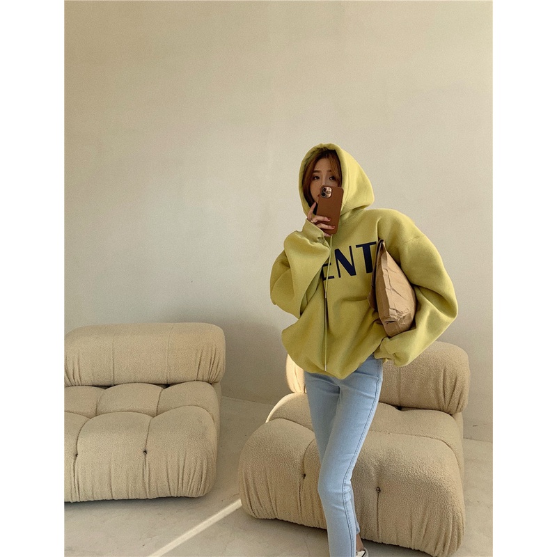 Áo Hoodie Tay Dài Dáng Rộng In Chữ Kiểu Retro Hàn Quốc Thời Trang Dành Cho Nữ Xiaozhainv | BigBuy360 - bigbuy360.vn