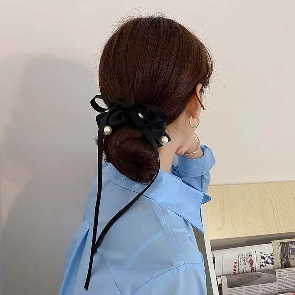 Dây Buộc Tóc Đính Nơ Và Ngọc Trai Giả Thời Trang Cho Nữ