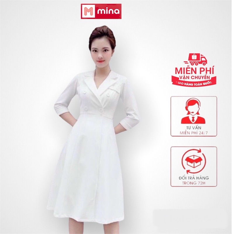 Đầm trắng dài dự tiệc dáng suông thiết kế cao cấp sang trọng