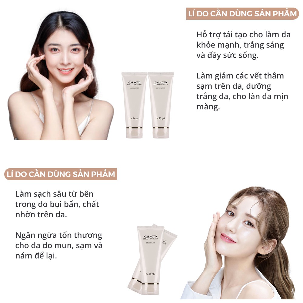 Sửa rửa mặt tạo bọt dịu nhẹ giảm mụn cho da mụn Dr.Pepti Galacto Cleansing Foam LUVELA RM03 | BigBuy360 - bigbuy360.vn