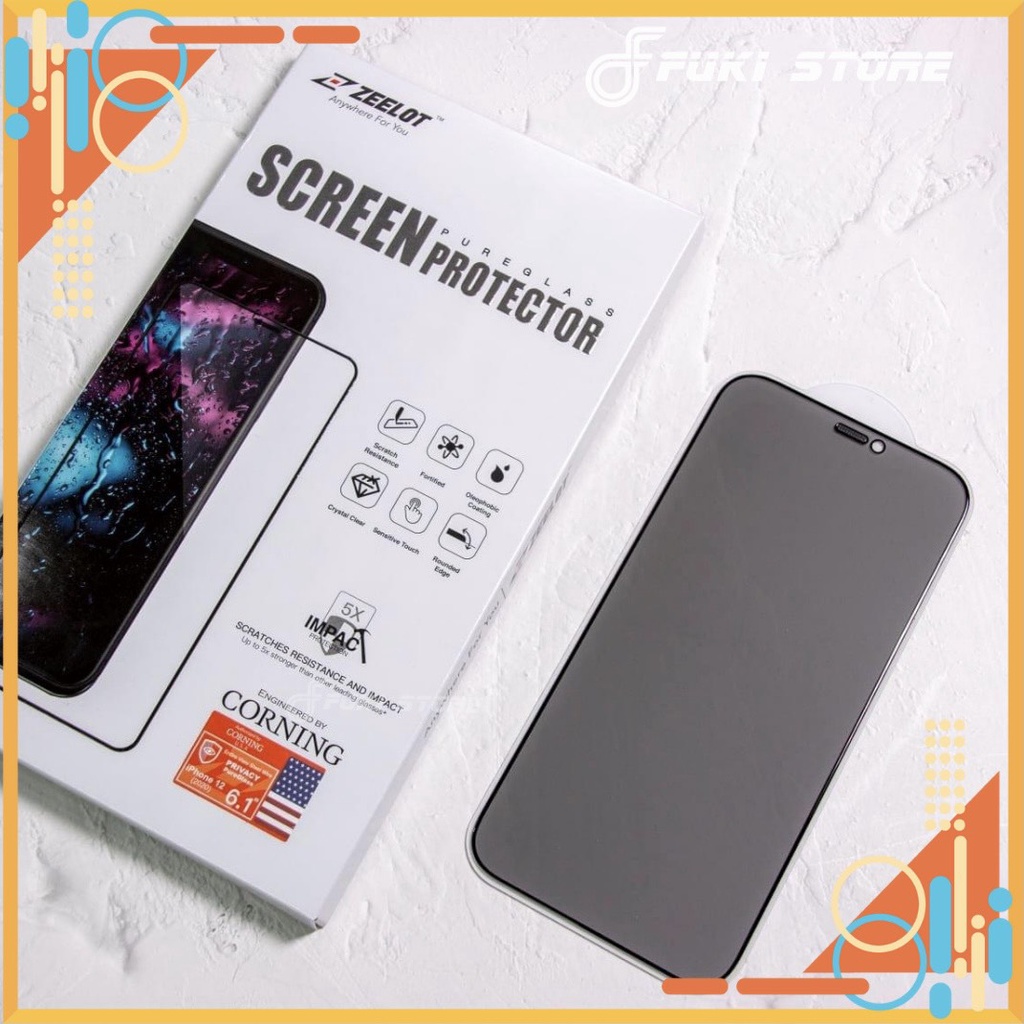Miếng dán cường lực ZEELOT Kính Chống Nhìn Trộm  2.5D cho iPhone | 12 | 13 | 14 Pro Max