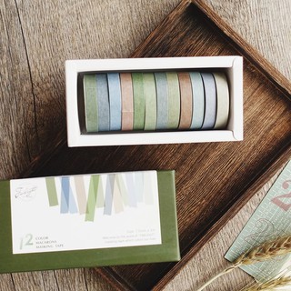 Set 12 Washi Tape Classic Pastel (Set 12 Washi Tape Trơn Màu Pastel Trang Trí)