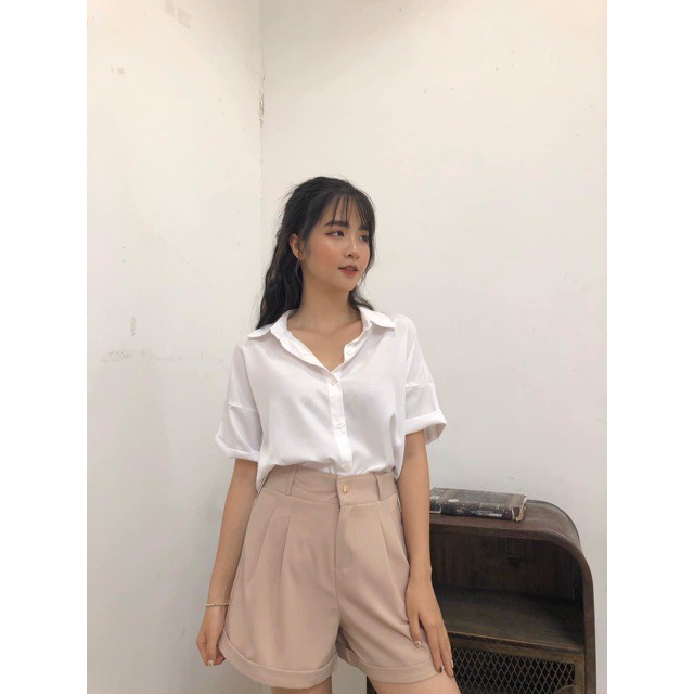 Quần short nữ gập gấu nhiều màu / Quần short lưng cao ống rộng | BigBuy360 - bigbuy360.vn