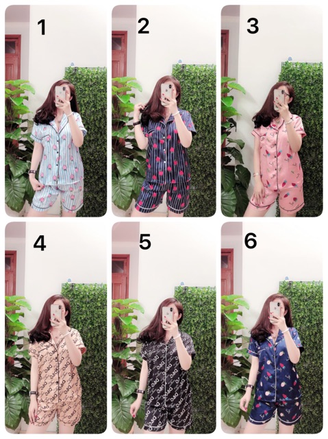 [Xả hàng] Bộ lụa hoạ tiết áo cộc - quần cộc