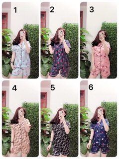 Bộ lụa hoạ tiết áo cộc - quần cộc
