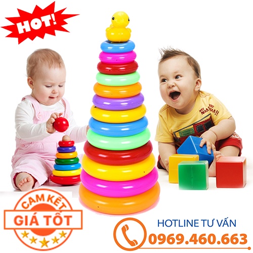 THÁP XẾP CHỒNG - 14 TẦNG - SIZE ĐẠI TO NHẤT CAO 50CM - ĐỒ CHƠI CHO BÉ HÀNG VIỆT NAM HT830