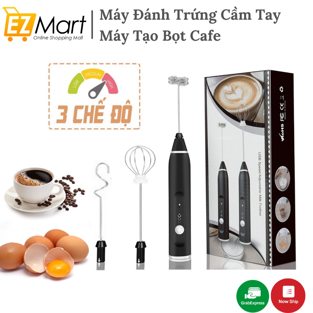 Máy Đánh Trứng 3 Cấp Độ, Trộn Bột Và Tạo Bọt Cafe Sử Dụng Pin Sạc Cao Cấp - Tiện Dụng