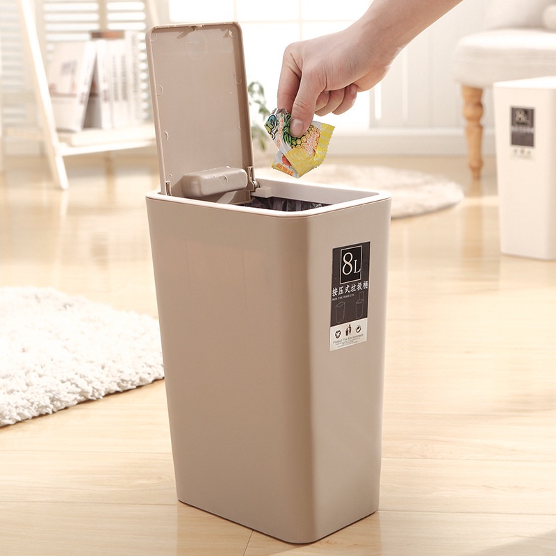 Thùng rác nút bấm thông minh 12L - Thùng đựng rác nhựa PP Loại 1 - GOMY R09