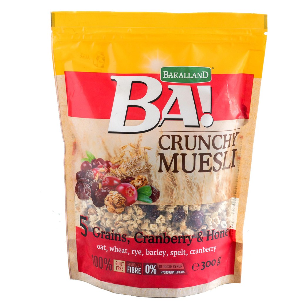 (5 loại) Ngũ cốc Bakalland Crunchy Muesli gói 300gr