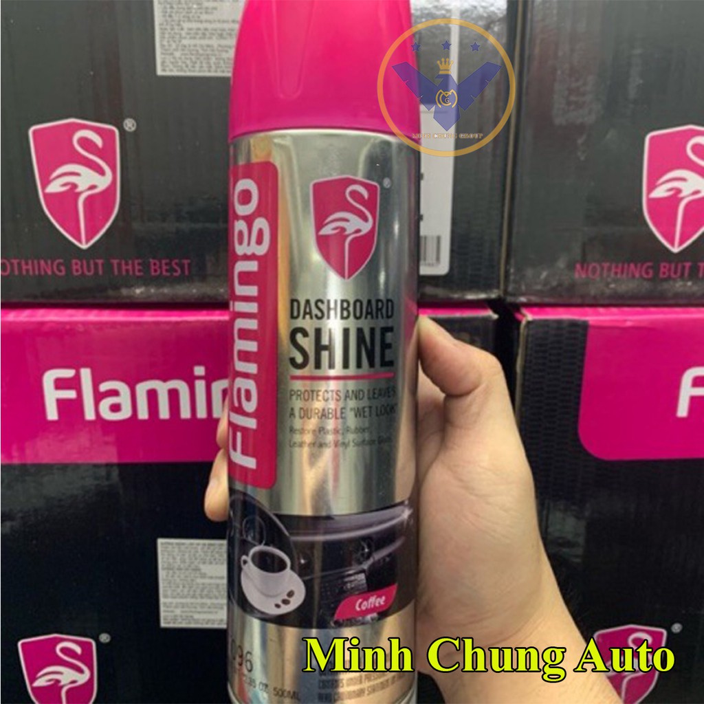 COMBO 2 bình xịt vệ sinh taplo, nhựa, da nội thất xe ô tô Flamingo hương cà phê 500ml