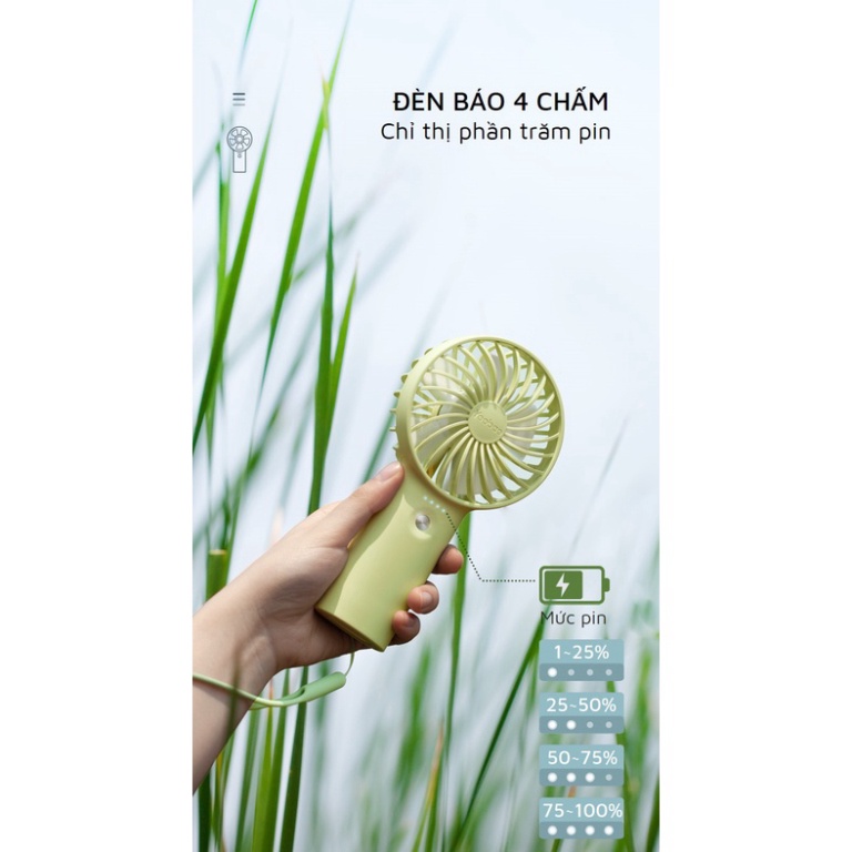 Quạt sạc tích điện mini cầm tay/đặt bàn YOOBAO F3 3000/ 6000 mAh có thể chạy 15 giờ liên tục