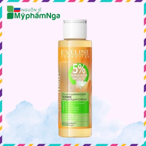 Toner Eveline 5% Glycolic acid (vàng) sáng da, se khít chân lông, giảm nhăn