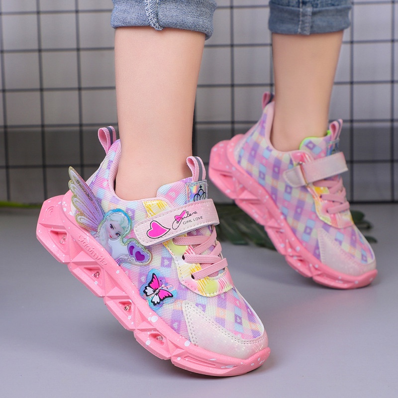 Giày thể thao công chúa Elsa có đèn led phát sáng cho bé gái 2-10 tuổi