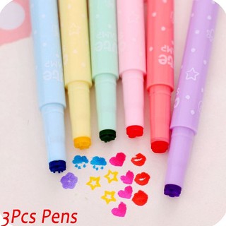 3pcs Cute Stars Various Patterns Colorful highlighters