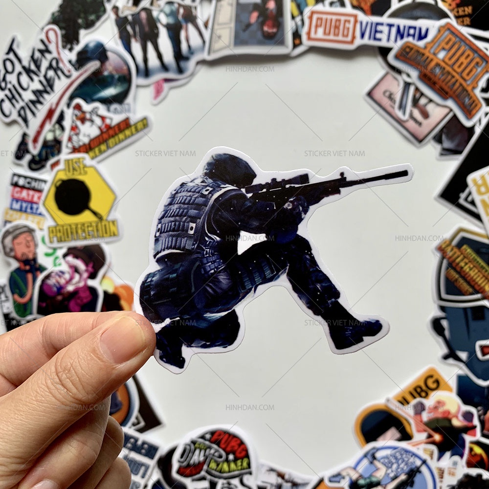 Stickers PUBG Chống Nước Trang Trí Nón Bảo Hiểm, Xe, Đàn Guitar, Laptop, Vali