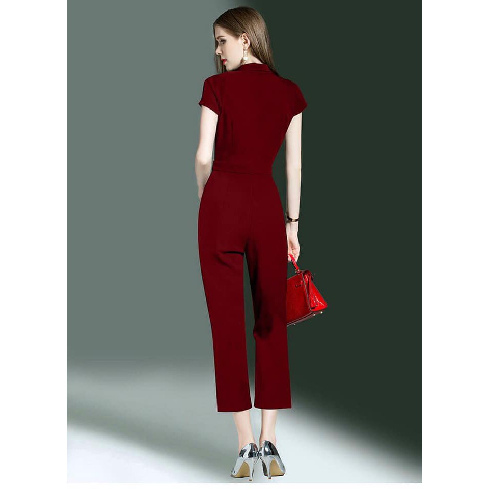 Bộ đồ bay - Jumpsuit lụa cổ V cao cấp 2 màu