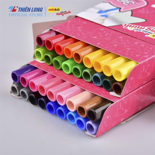 Bút lông màu Fiber Pen Thiên Long Colokit Washable 36 màu SWM-C006 - Màu rửa được, mực an toàn tiêu chuẩn Châu Âu