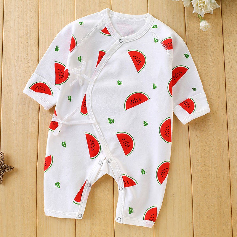 Bộ Áo Liền Quần Cotton 52cm In Hình Chú Tiểu Bayi Dễ Thương Thời Trang Xuân Thu Cho Bé Sơ Sinh