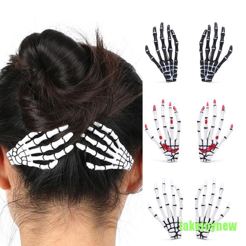 TDH Punk Gothic Halloween Zombie Skull Skeleton Hand Bone Claw Hairpin Hair Clips TLO