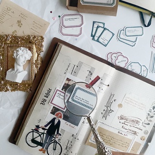 Sticker hộp Note Paper vintage hình dán theo set
