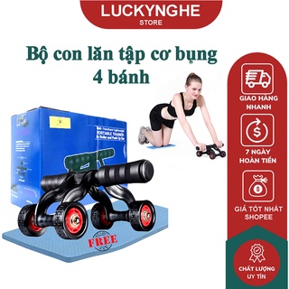 Con lăn tập cơ bụng-Con lăn tập bụng 4 bánh (Giao màu ngẫu nhiên)