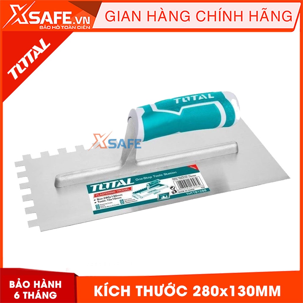 Bàn chà răng cưa TOTAL THTT81286 13x28cm Bay chà hồ góc cạnh, bay hồ kim loại chống rỉ sét, tay cầm abs chống trơn trượt