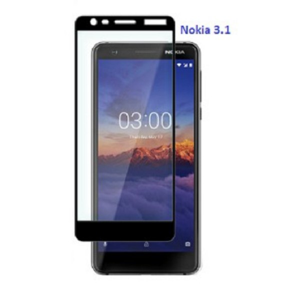 NOKIA 3.1 –Kính Cường Lực 5D Full Keo,Full Màn Hình không loang tặng 1 típ keo chống hở viền