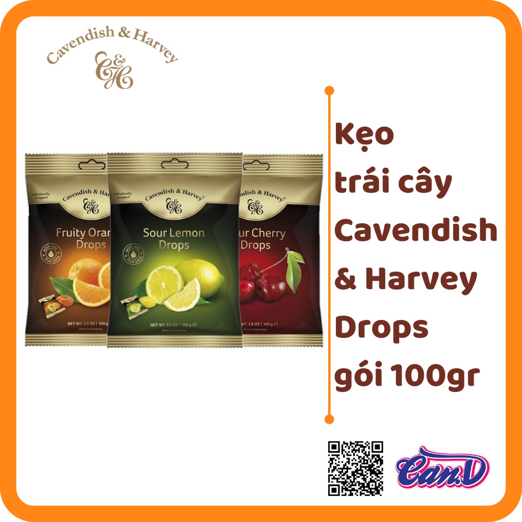(5 vị) Kẹo trái cây Cavendish & Harvey Drops gói 100gr