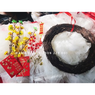 SET NGUYÊN LIỆU TỰ LÀM VÒNG TREO CỬA HANDMADE MAI VÀNG BAO LÌ XÌ ĐÔNG ĐÀO VÀ LIỄNG TREO NGÀY TẾT NHÂM DẦN 2022