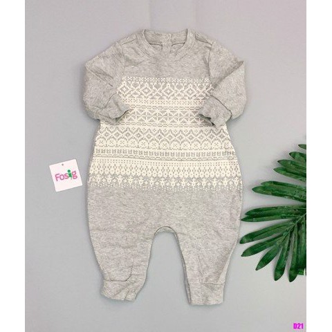 [5-13kg] Sleepsuit Gài Nút Không Vớ Bé Trai - Xám Thổ Cẩm