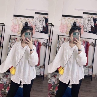 Áo sơ mi đũi trơn-kẻ form rộng b90