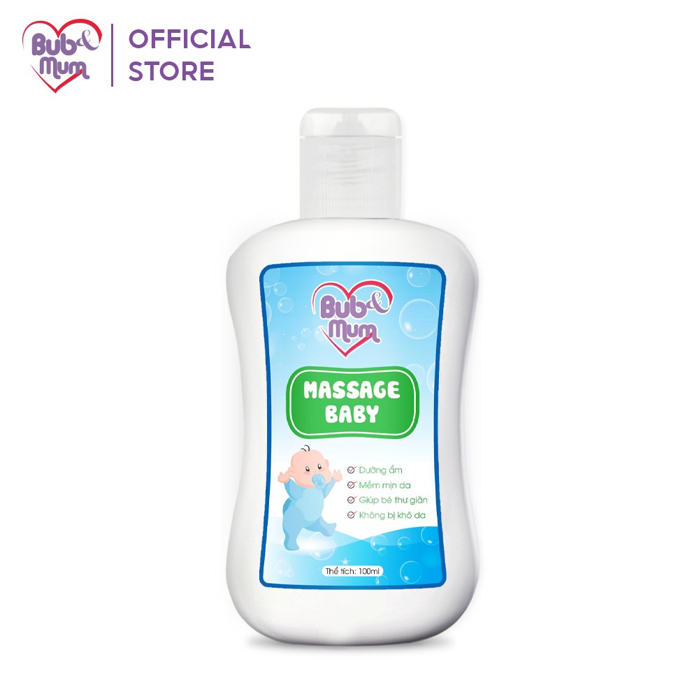 Dầu massage cho bé 100ml BuB&MuM chiết xuất tinh dầu thiên nhiên giúp giữ ấm và giữ da bé mềm mại