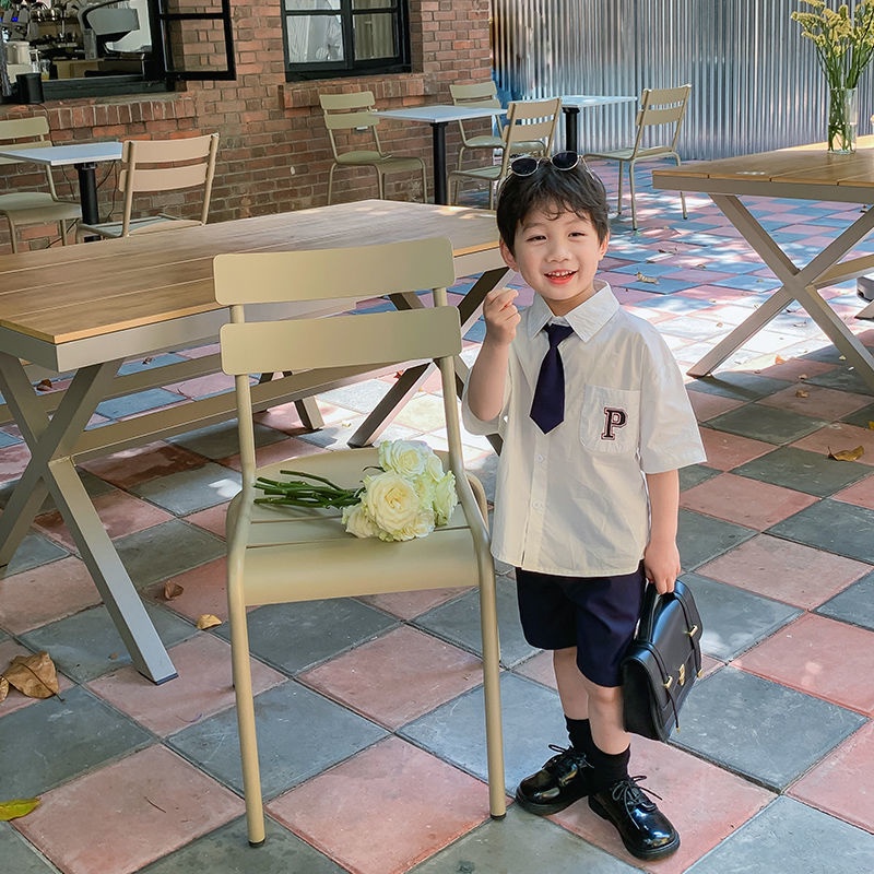 Bộ Áo Sơ Mi Ngắn Tay + Quần Short Thời Trang Mùa Hè Mới 2022 Cho Bé Trai