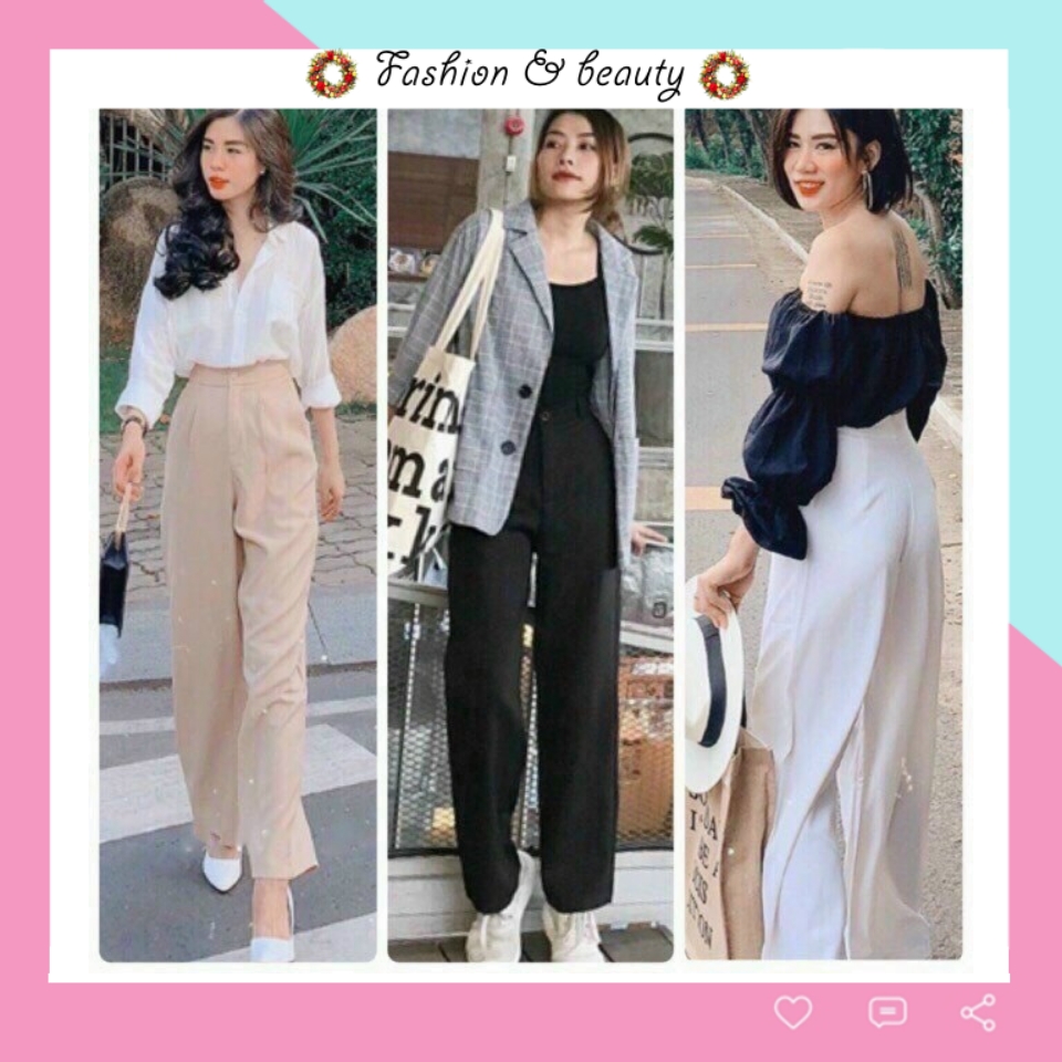 Quần ống rộng lưng cao chun sau vải đũi mềm mại dáng dài đẹp culottes Hàn Quốc Q118