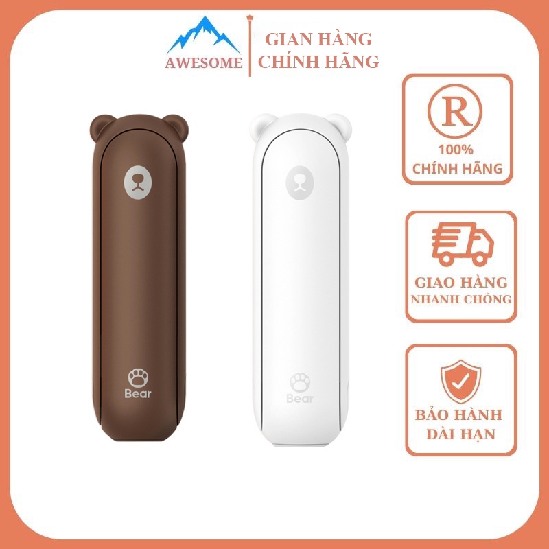 Quạt Mini Cầm Tay Đa Năng BUMAS, 24h chạy liên tục, Đèn flash chiếu sáng, 2 chế độ gió