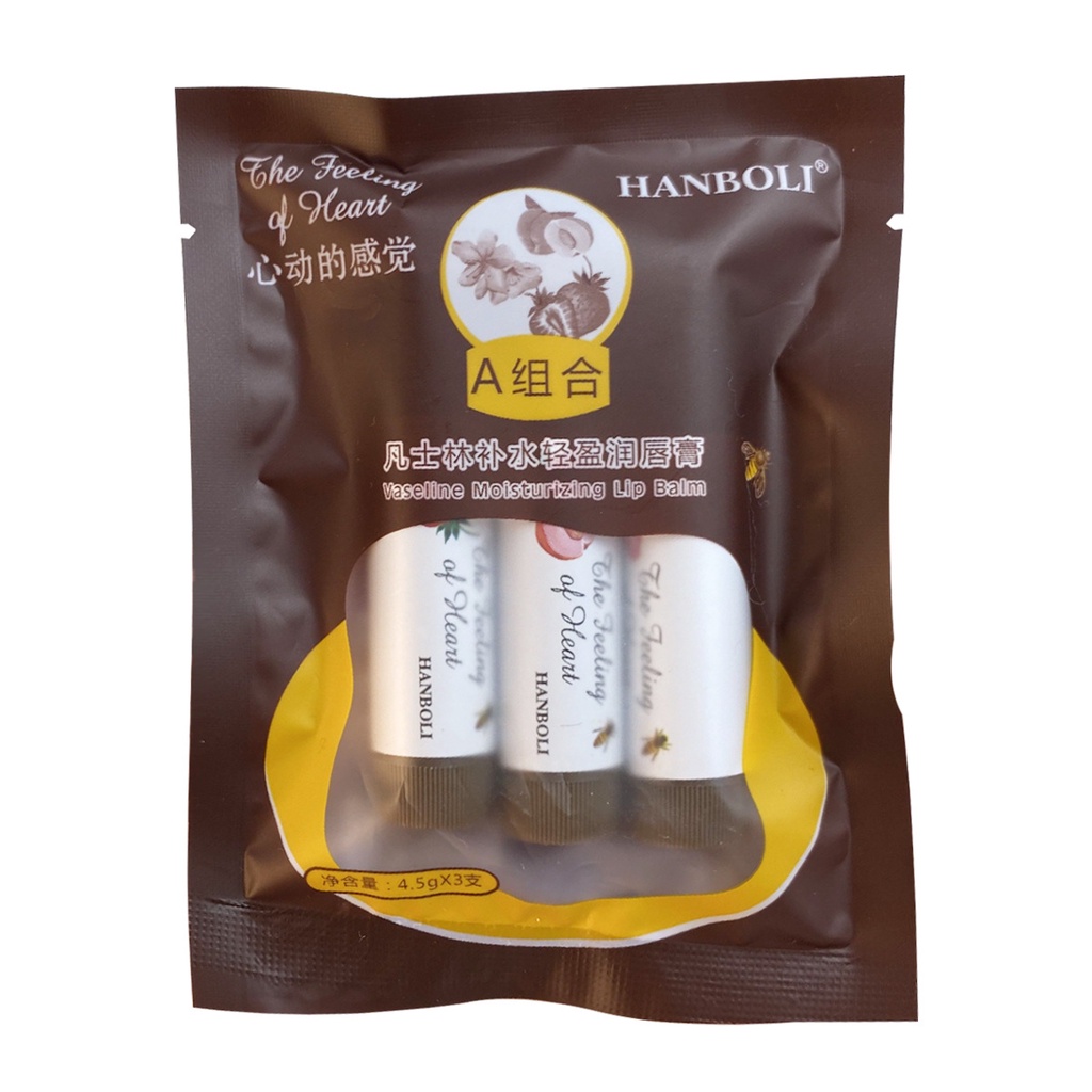 Set 3 Son Dưỡng Môi Hương Trái Cây Dưỡng Ẩm Không Màu Sắc Tươi Sáng