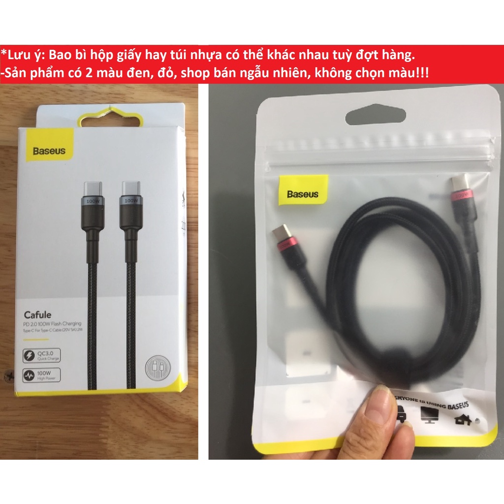 Cáp sạc 2 đầu TypeC Baseus Cafule PD2.0 100W Flash Charging  _Màu ngẫu nhiên