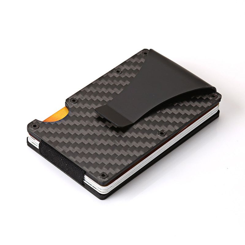 Youyo Ví Đựng Thẻ Tín Dụng RFID Bằng Sợi Carbon Mỏng Có Công Tắc Trượt