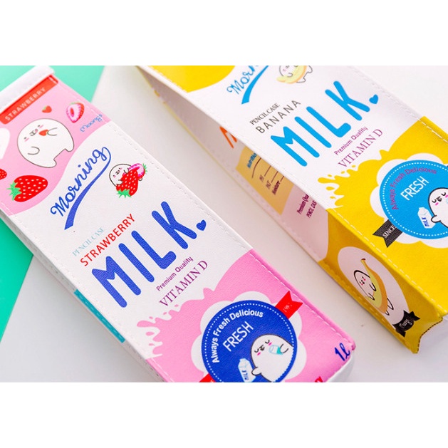 Túi Bút Da Hình Hộp Sữa Cho Học Sinh Nhiều Màu Sắc