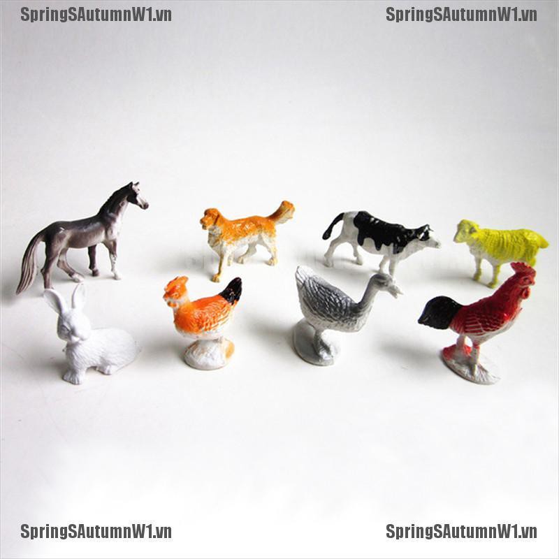 [Spring] 8pcs Farm Animals Models Figure Set Toys Plastic Simulation Horse Dog Kids Gift [VN]
