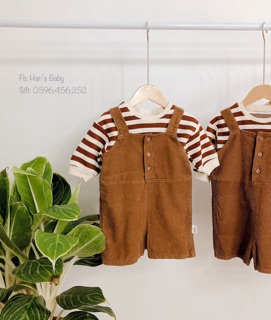 Set yếm + áo len kẻ