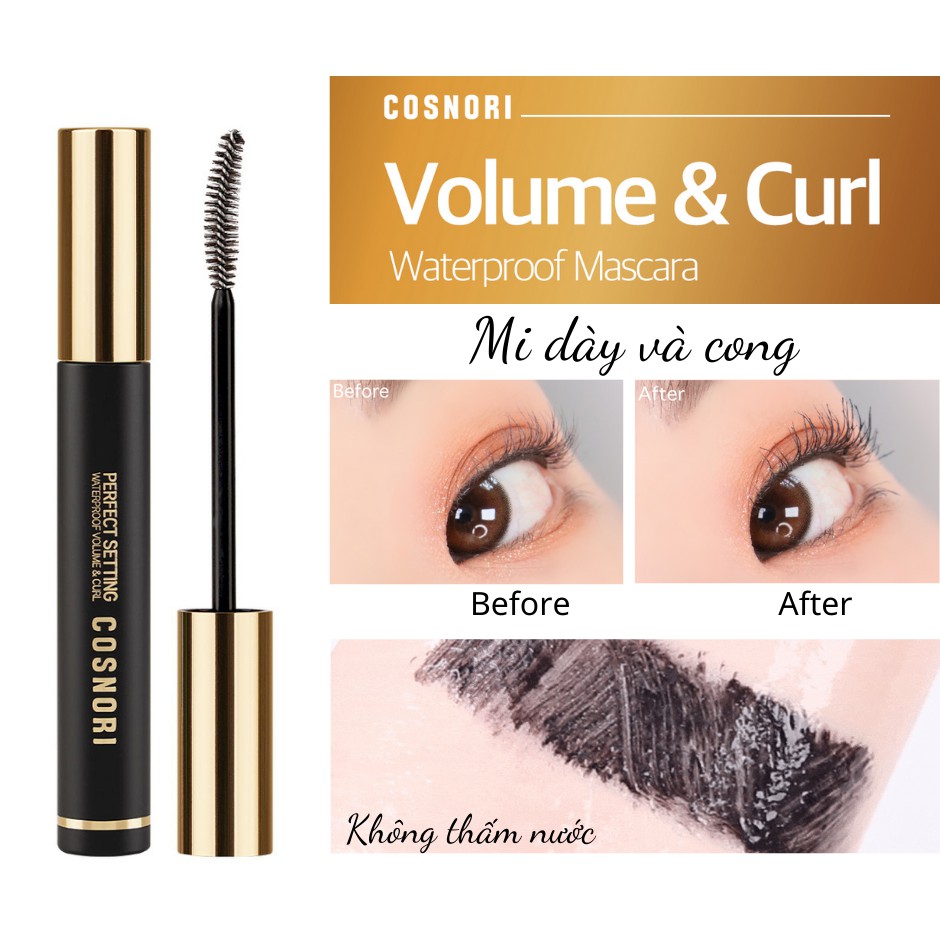 Chuốt mi chống nước siêu cong Cosnori Perfect Setting Mascara Waterproof 7ml | BigBuy360 - bigbuy360.vn