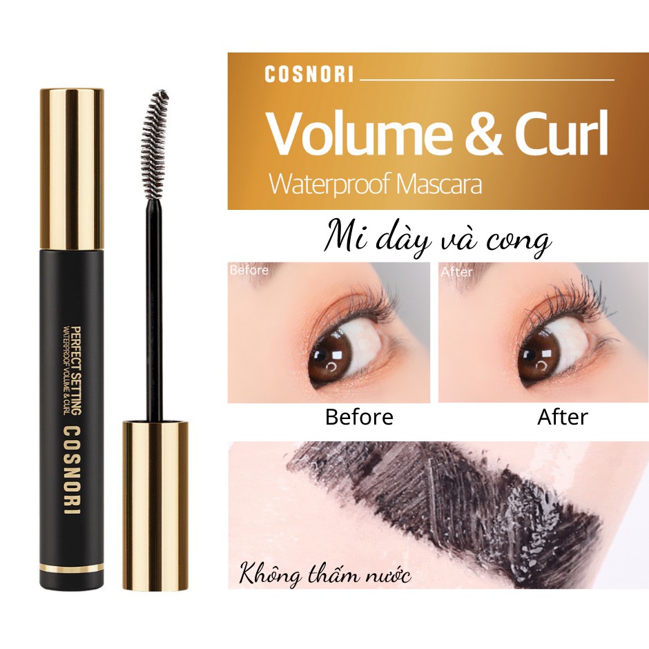 Chuốt mi chống nước siêu cong Cosnori Perfect Setting Mascara Waterproof 7ml