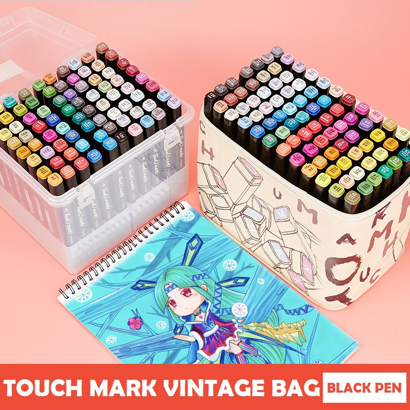 Màu marker touch mark bút dạ 40, 60, 80, 168 màu Touchmark hai đầu túi da vintage chính hãng HKUK