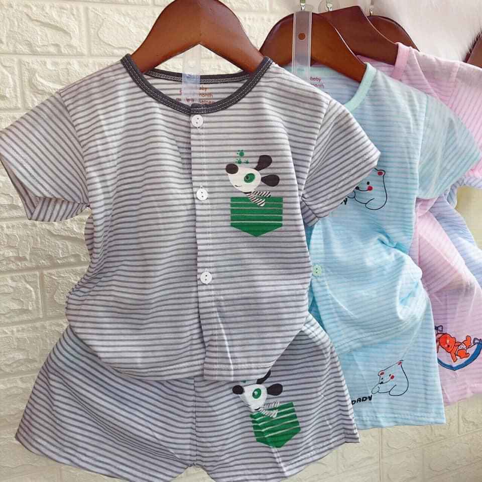 Bộ cộc kẻ Noubaby cotton mềm mát mặc hè 0-15m