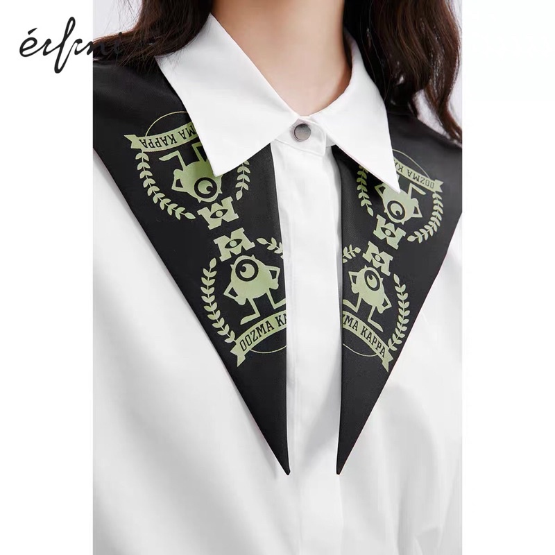 Áo sơ mi trắng cổ hoạ tiết Eifini