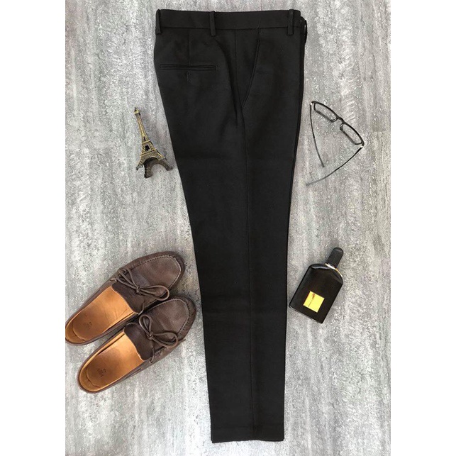 Quần Âu Nam Đen Chất Vintage Co Giãn 4 Chiều Phong Cách Thời Trang Công Sở Hiện Đại