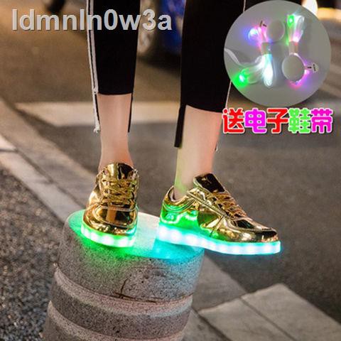 Giày phát sáng trẻ em, nữ và bé trai, dạ quang có thể sạc lại, huỳnh Hàn Quốc, đi bộ ma quái, đèn flash LED a